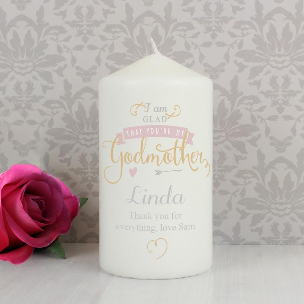 Personalised I Am Glad Godmother Pillar Candle Extra Image 2